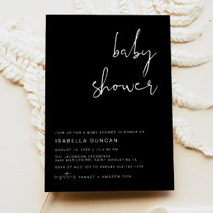 Invitation Baby Shower Bohème Minimaliste Moderne Noir