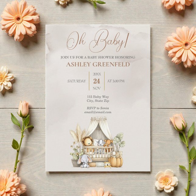 Invitation Baby-Shower Bohème Mixte (Créateur téléchargé)