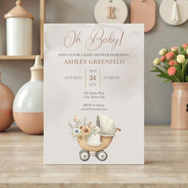 Invitation Baby-Shower Bohème Mixte (Créateur téléchargé)
