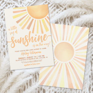Invitation Baby Shower Bohème Mixte Thème Soleil
