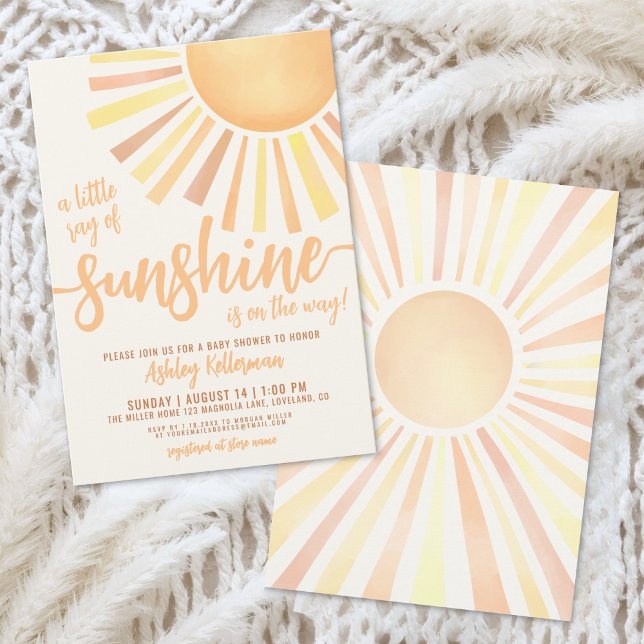 Invitation Baby Shower Bohème Mixte Thème Soleil (Sunshine Gender Neutral Boho Sun Baby Shower Invitation)