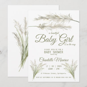 Invitation Baby Shower Bohème Moderne Herbe des Pampas