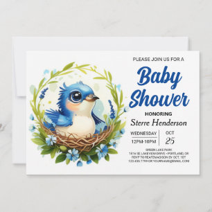 Invitation Baby shower Bohême Nest Chic Bird Boy
