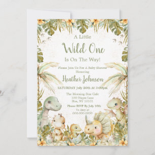 Invitation Baby Shower Bohème Neutre Dinosaure