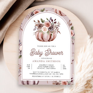 Invitation Baby Shower Bohème Neutre Fleurs de Citrouille en