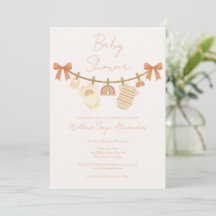 Baby Shower Bohème Neutre sur une Corde à Linge