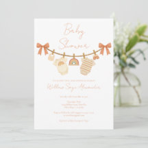 Baby Shower Bohème Neutre sur une Corde à Linge