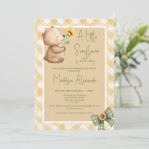 Invitation Baby Shower Bohème Ours Brun Tournesol