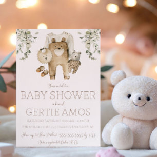 Invitation Baby Shower Bohème Ourson Brun