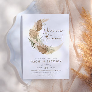 Invitation Baby Shower Bohème Pampas Lune pour Couple