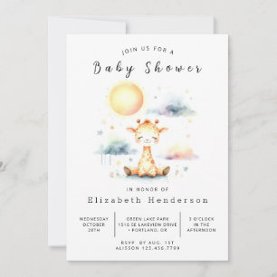 Invitation Baby shower Bohème Personnalisé Giraffe
