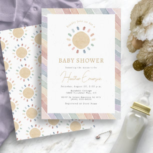 Invitation Baby Shower Bohème pour Bébé Soleil