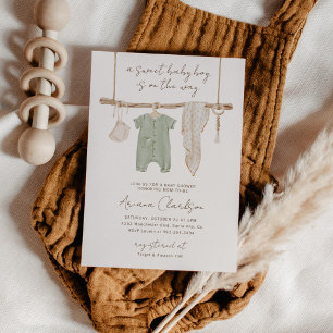 Invitation Baby Shower Bohème pour Petit Garçon