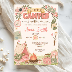 Invitation Baby Shower Bohème Rose Little Camper En Route