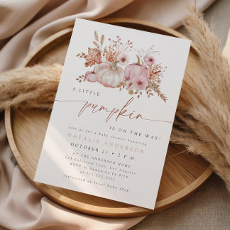 Invitation Baby Shower Bohème Rose Petite Citrouille Automne