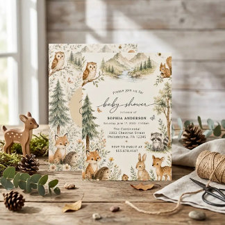 Invitation Baby shower bohème rustique aventure forêt