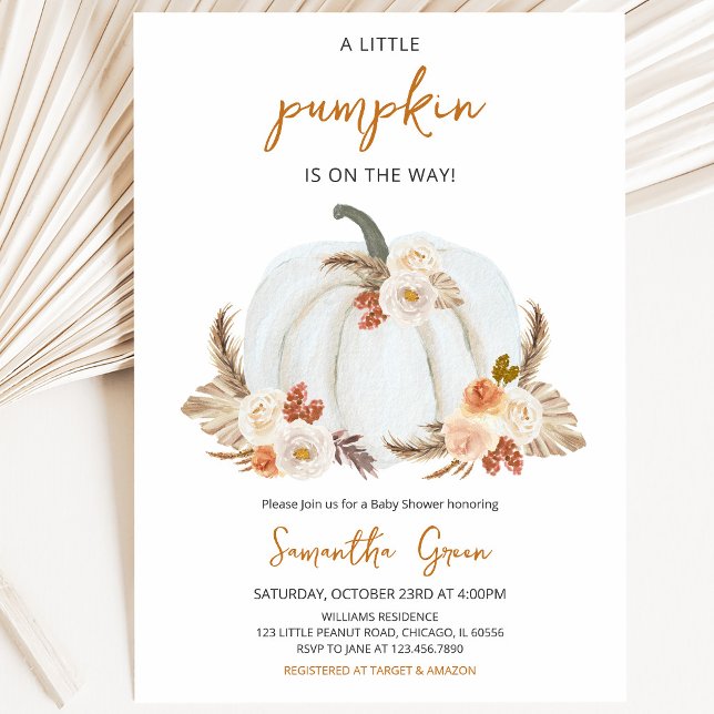 Invitation Baby Shower Bohème Rustique Citrouille (Créateur téléchargé)