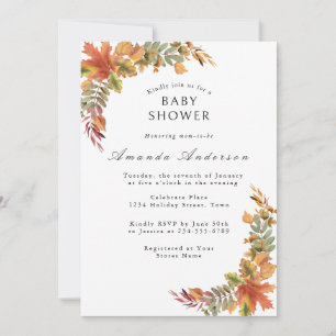 Invitation Baby Shower Bohème Rustique d'Automne