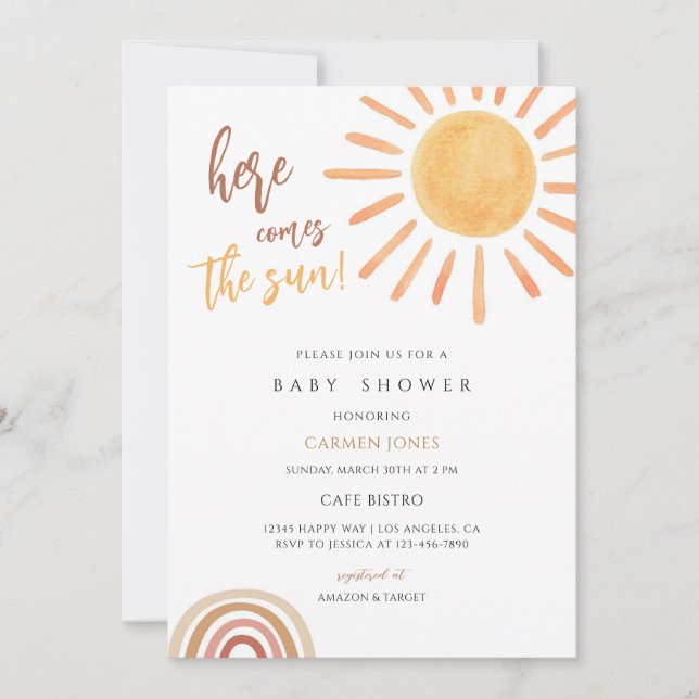 Invitation Baby Shower Bohème Sunshine (Devant)