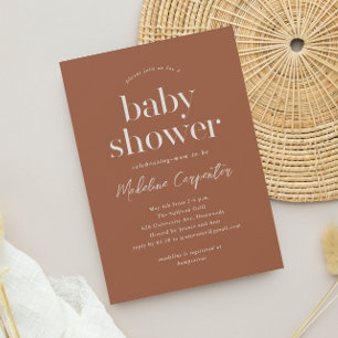 Invitation Baby Shower Bohème Terre Cuite de Type Moderne