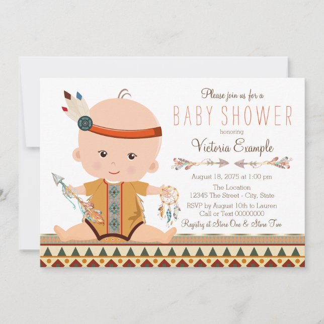 Invitation Baby Shower Bohème Tribal (Devant)