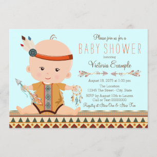 Invitation Baby Shower Bohème Tribal Garçon