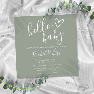 Invitation Baby Shower Bohème Vert Sauge Neutre en Genre
