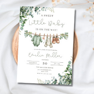 Invitation Baby Shower Bohème Vêtements pour Bébé Garçon sur 