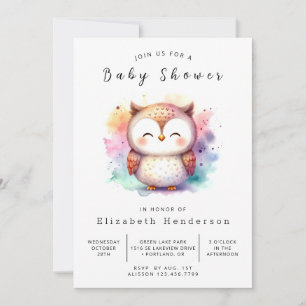 Invitation Baby shower Bohemian Digital Owl