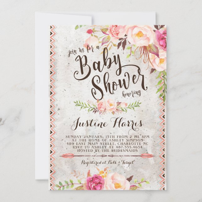 Invitation Baby shower Boho (Devant)