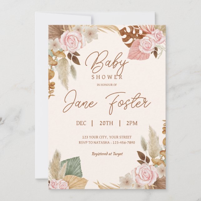 Invitation Baby shower Boho (Devant)