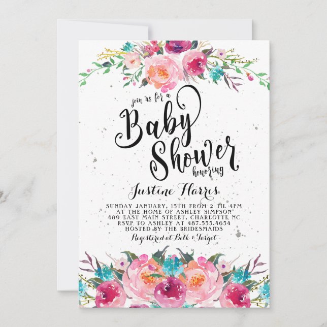 Invitation Baby shower Boho (Devant)