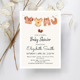 Invitation Baby shower Boho Baby Clothes