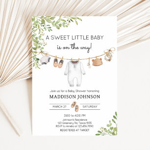Invitation Baby shower Boho Baby Clothes