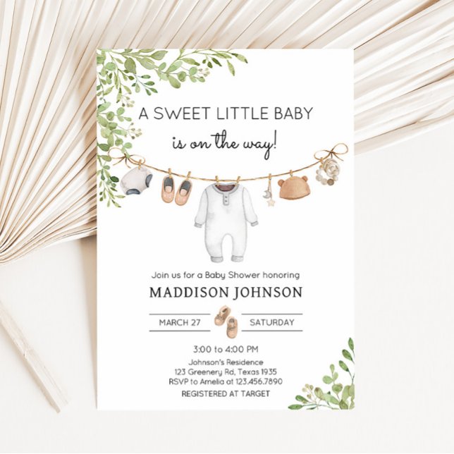 Invitation Baby shower Boho Baby Clothes (A Sweet Little Baby Boho Baby Shower Invitation)