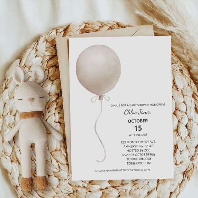 Invitation Baby shower Boho Ballot Beige Moderne (Créateur téléchargé)