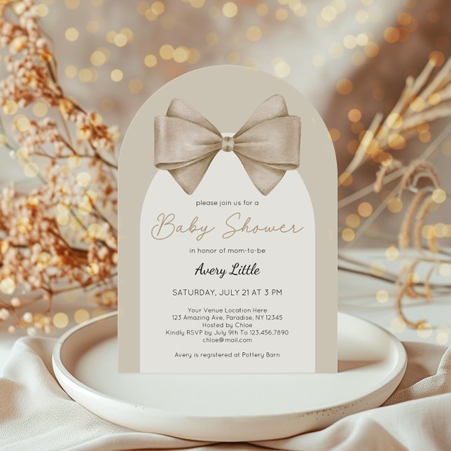 Invitation Baby shower Boho Beige moderne (Créateur téléchargé)