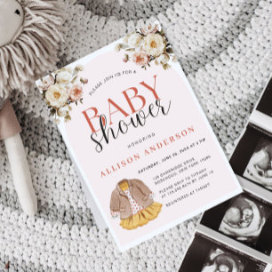 Invitation Baby shower Boho Blanchisserie