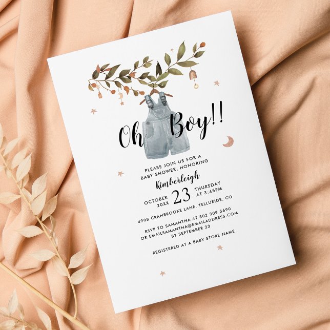 Invitation Baby shower Boho Boy Boy moderne (Oh Boy Boho Baby Shower Invitation)