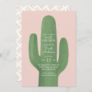 Invitation Baby shower Boho Cactus Rose Gold Girl