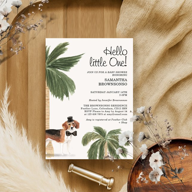 Invitation Baby shower Boho Chien Boy Beagle rustique (Créateur téléchargé)