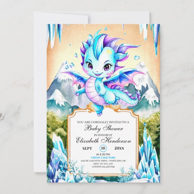 Invitation Baby shower Boho Custom Dragon (Devant)