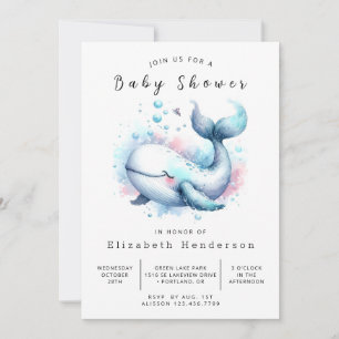Invitation Baby shower Boho Custom Whale