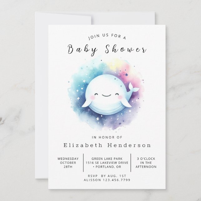 Invitation Baby shower Boho Custom Whale (Devant)