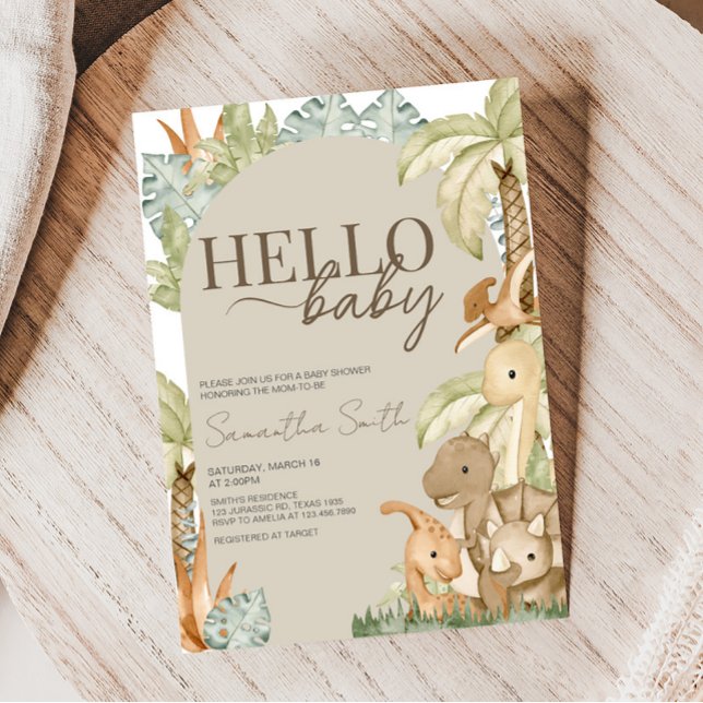 Invitation Baby shower Boho Dinosaur (Gender Neutral Dino Baby Shower Invitation)