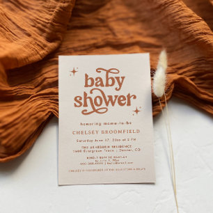 Invitation Baby shower Boho, Douche en terre cuite