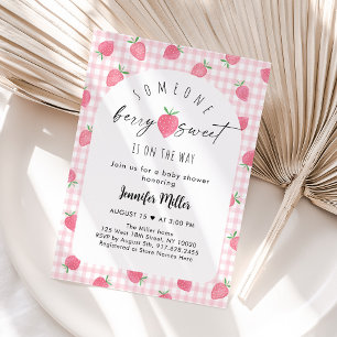 Invitation Baby shower Boho doux aux fraises Berry