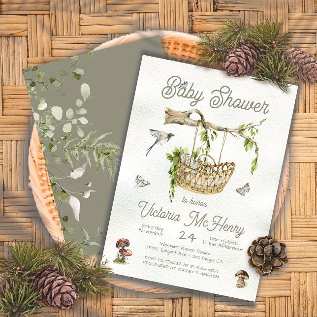 Invitation Baby shower Boho du berceau forestier Woodland (Créateur téléchargé)