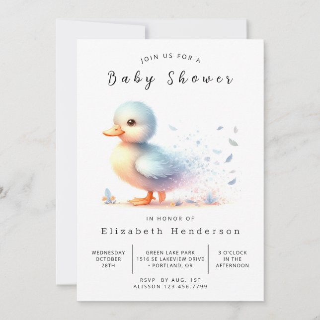 Invitation Baby shower Boho Editable Duck (Devant)