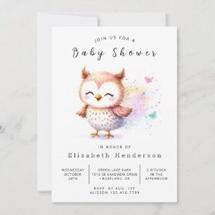 Invitation Baby shower Boho Elegant Owl
